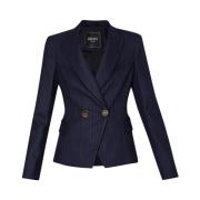 Liu Jo Slim Fit Pinstripe Blazer med Lurex Blue, Dam