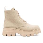 Calvin Klein Jeans Chunky Combat Laceup Ankelboots Beige, Dam