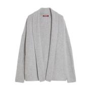 Max Mara Studio Grå Kofta med Shawl Krage Gray, Dam