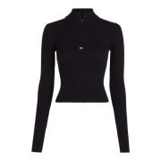 Tommy Jeans Teknik Zip Sweater Black, Dam