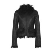 Remain Birger Christensen Svart Shearling Kort Jacka Black, Dam