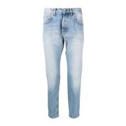 Eleventy Blå Straight Jeans med 5 Fickor Blue, Herr