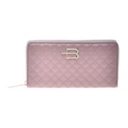 Baldinini Wallet with zip in nude quilted leather Purple, Dam