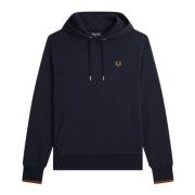 Fred Perry Hoodie med lockig fåll och dubbel rand Blue, Herr