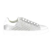 Emporio Armani Sportiga silver sneakers med kontrastdetaljer Gray, Dam