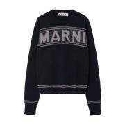 Marni Logo Front Jersey Sweaters Black, Herr