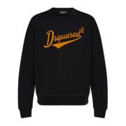 Dsquared2 Sweatshirt med sammet-finish logo Black, Herr