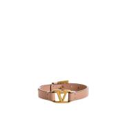 Valentino Beige Läderarmband med Guld VLogo Spänne Beige, Dam