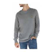 Lyle & Scott Grå Stickad Rund Hals Tröja Gray, Herr