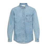 Samsøe Samsøe Denim skjorta Sadamon Blue, Herr