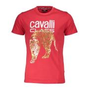 Cavalli Class Röd kortärmad herr T-shirt tryck Red, Herr