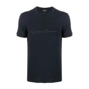 Giorgio Armani Elegant Blå Kortärmad T-shirt Blue, Herr