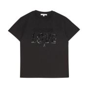 Patrizia Pepe Bomull T-shirt med Brand Design Black, Dam