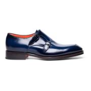 Santoni Herr läder dubbel munk sko Blue, Herr