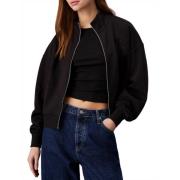 Calvin Klein Jeans Svart tröja med satinlogotypapplikation Black, Dam