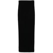 Max Mara Svart Ribbstickad Pennkjol Black, Dam