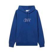 Obey Mysig Nova Hoodie med Intrikat Broderi Blue, Herr