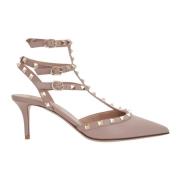 Valentino Garavani Nitar Läder Slingback Klackar Pink, Dam