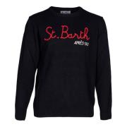 MC2 Saint Barth Herrtröja. Rund hals, Regular Fit. Ull. Black, Herr