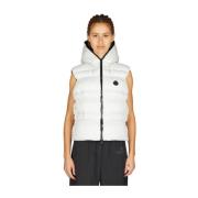 Moncler Quiltad Skalvadderad Gilet med Huva White, Dam