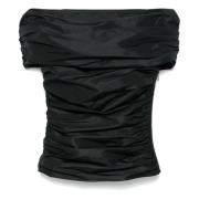 Coperni Svart Taffeta Topp med Sidoficka Black, Dam