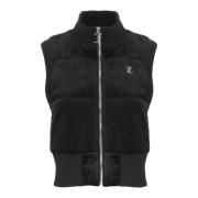 Juicy Couture Svart Velvet Gilet med Strass Logo Black, Dam