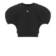 Vivienne Westwood Svart Bomull T-shirt med Broderad Logotyp Black, Dam