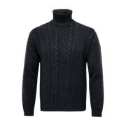 MCS Turtle Neck Stickad Tröja Blå Marin Gray, Herr