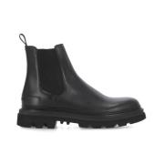 Woolrich Svarta Läder Chelsea Boots med Gummisula Black, Herr