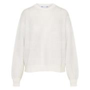 Jacob Cohën Mohair Crew-neck Stickat Made in Italy White, Dam