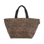 Hervé Chapelier Leopard Print Tote Bag med bandhandtag Brown, Dam