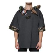 Dolce & Gabbana Camouflage Print T-shirt med Djur Accents Gray, Herr