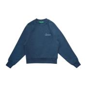 Garment Workshop Dubbel Lagers Logo Crewneck Navy Blue, Herr