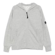 C.p. Company Heather Grey Fleece Hoodie med Lens Detalj Gray, Herr