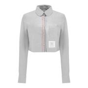 Thom Browne Kort Flanellskjorta med Randig Detalj Gray, Dam