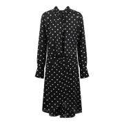 Nina Ricci Polka Dot Midi Klänning med Veck Black, Dam