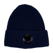 C.p. Company Mäns ullbeanie med frontlinsdetalj Blue, Herr