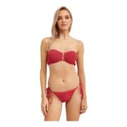 Bond-Eye Bandeau Bikini Topp med Palmtryck Red, Dam