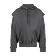 Heliot Emil Outline Logo Hoodie Sweatshirts Gray, Herr