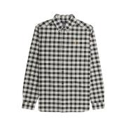 Fred Perry Tartan Oxford Skjorta i Ecru Black, Herr