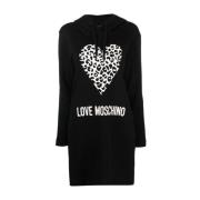 Love Moschino Avslappnad Svart Midi Klänning Black, Dam