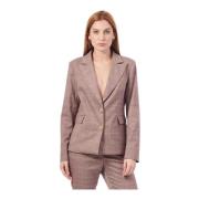 Fracomina Rosa Rutig Blazer Jacka Pink, Dam