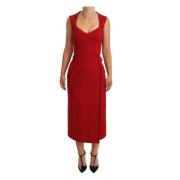 Dolce & Gabbana Röd Sweetheart Midi Klänning Elegant Stil Red, Dam