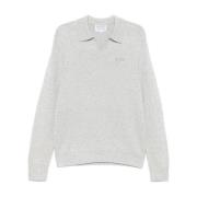 MC2 Saint Barth Heather Grey Stickad Tröja Polo Krage Gray, Herr