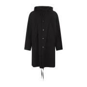 Jil Sander Svart Huva Parka Kappa Black, Dam