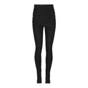 Balmain Jacquardstickade leggings med 'Kärleksbrev' motiv Black, Dam