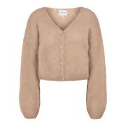 American Dreams Kort Mohair Cardigan i Olika Färger Brown, Dam