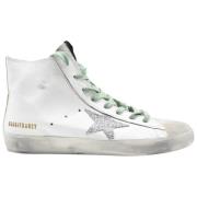 Golden Goose Vita Glittriga Gröna High Top Sneakers White, Dam