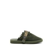 Suicoke Mules Sandaler Oliv Logotyp Gummi Läder Green, Herr