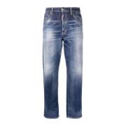 Dsquared2 Blå Faded Straight-Leg Jeans Blue, Dam